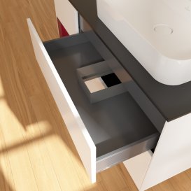 Тумба под раковину Villeroy & Boch Finion 120х50,1 см с подсветкой МДФ белый матовый лак/стекло черное матовое G392HBMT