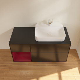 Тумба під раковину Villeroy & Boch Finion 120х50,1 см із підсвічуванням МДФ чорний матовий лак/скло чорне матове G392HBPD