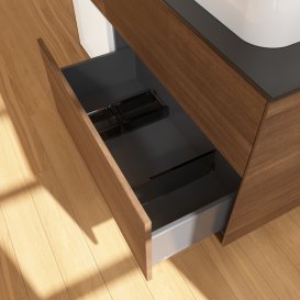 Тумба под раковину Villeroy & Boch Finion 120х50,1 см с подсветкой МДФ шпон грецкого ореха/стекло черное матовое G392MTGN