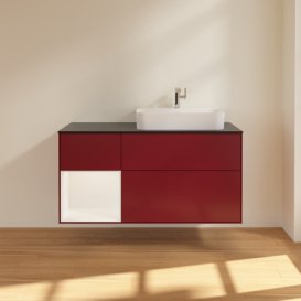 Тумба під раковину Villeroy & Boch Finion 120х50,1 см із підсвічуванням МДФ півонія матовий лак/скло чорне матове G392MTHB