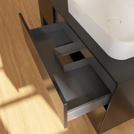 Тумба під раковину Villeroy & Boch Finion 120х50,1 см із підсвічуванням МДФ чорний матовий лак/скло чорне матове G392PDPD