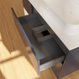 Тумба под раковину Villeroy & Boch Finion 120х50,1 см с подсветкой МДФ темно-синий матовый лак/стекло белое матовое G391GFHG