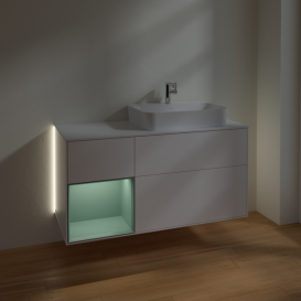 Тумба під раковину Villeroy & Boch Finion 120х50,1 см с подсветкой МДФ білий матовий лак/скло біле матове G391GMMT