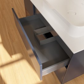 Тумба под раковину Villeroy & Boch Finion 120х50,1 см с подсветкой МДФ темно-синий матовый лак/стекло белое матовое G391GNHG