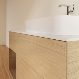 Тумба под раковину Villeroy & Boch Finion 120х50,1 см с подсветкой МДФ шпон дуба/стекло белое матовое G391GNPC