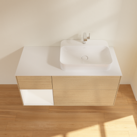 Тумба под раковину Villeroy & Boch Finion 120х50,1 см с подсветкой МДФ шпон дуба/стекло белое матовое G391MTPC