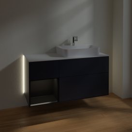 Тумба под раковину Villeroy & Boch Finion 120х50,1 см с подсветкой МДФ темно-синий матовый лак/стекло белое матовое G391PDHG