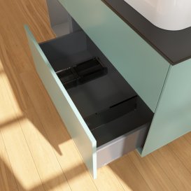 Тумба під раковину Villeroy & Boch Finion 120х50,1 см із підсвічуванням МДФ оливковий матовий лак/скло чорне матове G392GKGM