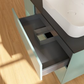 Тумба під раковину Villeroy & Boch Finion 120х50,1 см із підсвічуванням МДФ оливковий матовий лак/скло чорне матове G392GMGM