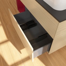 Тумба під раковину Villeroy & Boch Finion 120х50,1 см із підсвічуванням МДФ шпон дуба/скло чорне матове G392HBPC