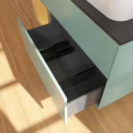 Тумба під раковину Villeroy & Boch Finion 120х50,1 см із підсвічуванням МДФ оливковий матовий лак/скло чорне матове G392HFGM