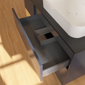 Тумба під раковину Villeroy & Boch Finion 120х50,1 см з підсвічуванням темно-синй матовий лак/скло чорне матове G392HFHG