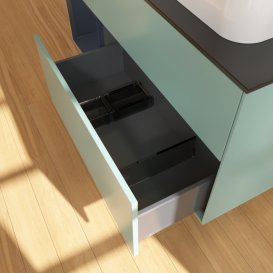 Тумба під раковину Villeroy & Boch Finion 120х50,1 см із підсвічуванням МДФ оливковий матовий лак/скло чорне матове G392HGGM