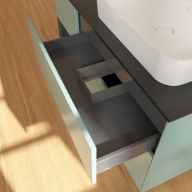 Тумба під раковину Villeroy & Boch Finion 120х50,1 см із підсвічуванням МДФ оливковий матовий лак/скло чорне матове G392HGGM