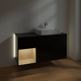 Тумба під раковину Villeroy & Boch Finion 120х50,1 см із підсвічуванням МДФ чорний матовий лак/скло чорне матове G392PCPD