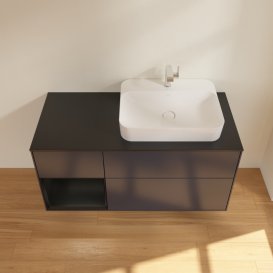 Тумба під раковину Villeroy & Boch Finion 120х50,1 см з підсвічуванням темно-синй матовий лак/скло чорне матове G392PDHG