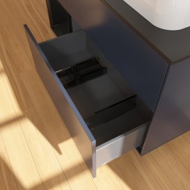 Тумба під раковину Villeroy & Boch Finion 120х50,1 см з підсвічуванням темно-синй матовий лак/скло чорне матове G392PDHG