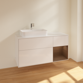 Тумба под раковину Villeroy & Boch Finion 120х50,1 см с подсветкой МДФ глянцевый белый лак/стекло белое матовое F401GNGF