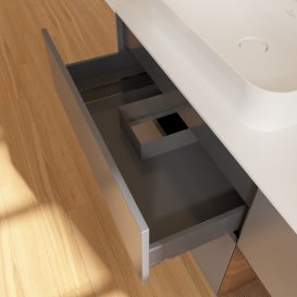 Тумба під раковину Villeroy & Boch Finion 120х50,1 см з підсвічуванням антрацит матовий лак/скло біле матове F401GNGK