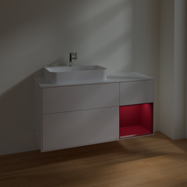 Тумба под раковину Villeroy & Boch Finion 120х50,1 см с подсветкой МДФ глянцевый белый лак/стекло белое матовое F401HBGF