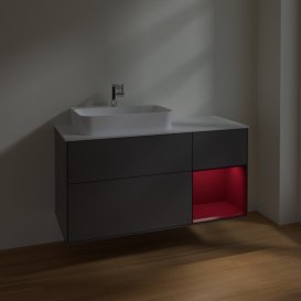Тумба под раковину Villeroy & Boch Finion 120х50,1 см с подсветкой МДФ антрацит матовый лак/стекло белое матовое F401HBGK