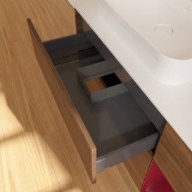 Тумба под раковину Villeroy & Boch Finion 120х50,1 см с подсветкой МДФ шпон грецкого ореха/стекло белое матовое F401HBGN