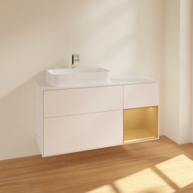 Тумба под раковину Villeroy & Boch Finion 120х50,1 см с подсветкой МДФ белый матовый лак/стекло белое матовое F401HFMT