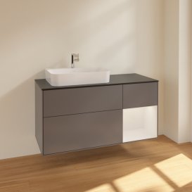 Тумба под раковину Villeroy & Boch Finion 120х50,1 см с подсветкой МДФ антрацит матовый лак/стекло черное матовое F402GFGK