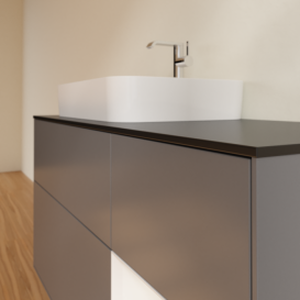 Тумба под раковину Villeroy & Boch Finion 120х50,1 см с подсветкой МДФ антрацит матовый лак/стекло черное матовое F402GFGK