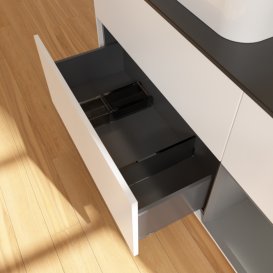 Тумба під раковину Villeroy & Boch Finion 120х50,1 см із підсвічуванням МДФ білий матовий лак/скло чорне матове F402GKMT