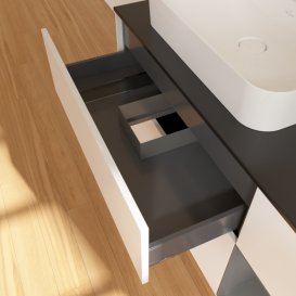 Тумба під раковину Villeroy & Boch Finion 120х50,1 см із підсвічуванням МДФ білий матовий лак/скло чорне матове F402GKMT