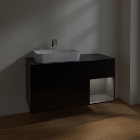 Тумба під раковину Villeroy & Boch Finion 120х50,1 см із підсвічуванням МДФ чорний матовий лак/скло чорне матове F402GKPD