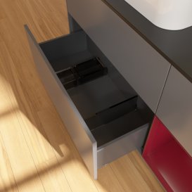 Тумба під раковину Villeroy & Boch Finion 120х50,1 см з підсвічуванням антрацит матовий лак/скло чорне матове F402HBGK