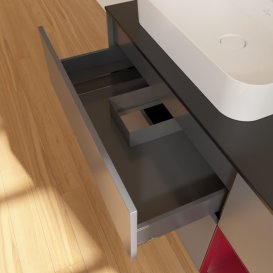 Тумба під раковину Villeroy & Boch Finion 120х50,1 см з підсвічуванням антрацит матовий лак/скло чорне матове F402HBGK