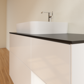 Тумба под раковину Villeroy & Boch Finion 120х50,1 см с подсветкой МДФ глянцевый белый лак/стекло черное матовое F402MTGF