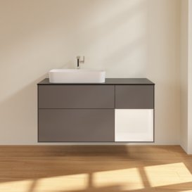 Тумба под раковину Villeroy & Boch Finion 120х50,1 см с подсветкой МДФ антрацит матовый лак/стекло черное матовое F402MTGK