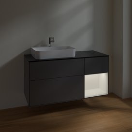 Тумба под раковину Villeroy & Boch Finion 120х50,1 см с подсветкой МДФ антрацит матовый лак/стекло черное матовое F402MTGK