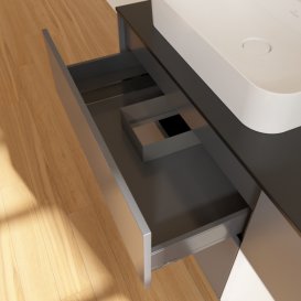 Тумба под раковину Villeroy & Boch Finion 120х50,1 см с подсветкой МДФ антрацит матовый лак/стекло черное матовое F402MTGK