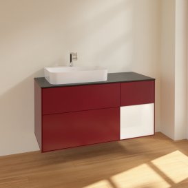 Тумба под раковину Villeroy & Boch Finion 120х50,1 см с подсветкой МДФ пион матовый лак/стекло черное матовое F402MTHB