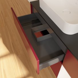 Тумба під раковину Villeroy & Boch Finion 120х50,1 см з підсвічуванням МДФ півонія матовий лак/скло чорне матове F402MTHB