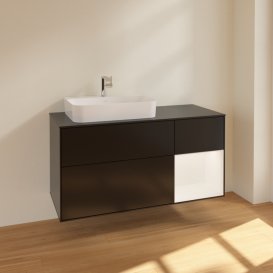 Тумба под раковину Villeroy & Boch Finion 120х50,1 см с подсветкой МДФ черный матовый лак/стекло черное матовое F402MTPD