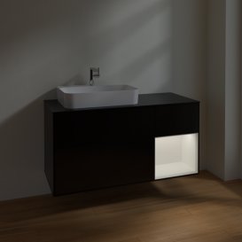 Тумба под раковину Villeroy & Boch Finion 120х50,1 см с подсветкой МДФ черный матовый лак/стекло черное матовое F402MTPD