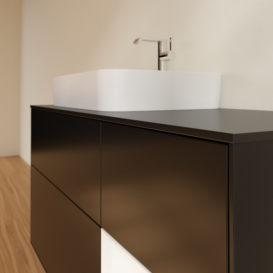 Тумба под раковину Villeroy & Boch Finion 120х50,1 см с подсветкой МДФ черный матовый лак/стекло черное матовое F402MTPD