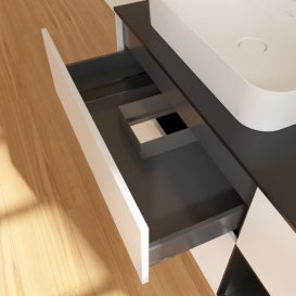 Тумба під раковину Villeroy & Boch Finion 120х50,1 см із підсвічуванням МДФ білий матовий лак/скло чорне матове F402PDMT