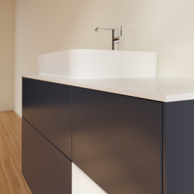 Тумба под раковину Villeroy & Boch Finion 120х50,1 см с подсветкой МДФ темно-синий матовый лак/стекло белое матовое F401GFHG