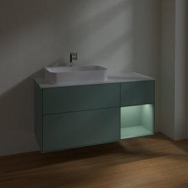 Тумба під раковину Villeroy & Boch Finion 120х50,1 см із підсвічуванням МДФ оливковий матовий лак/скло біле матове F401GMGM