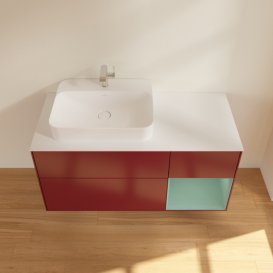 Тумба під раковину Villeroy & Boch Finion 120х50,1 см із підсвічуванням МДФ півонія матовий лак/скло біле матове F401GMHB