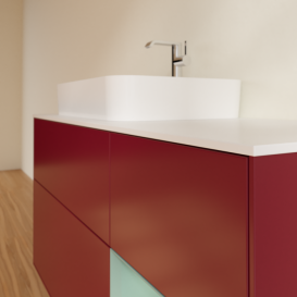 Тумба под раковину Villeroy & Boch Finion 120х50,1 см с подсветкой МДФ пион матовый лак/стекло белое матовое F401GMHB