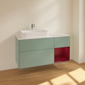 Тумба под раковину Villeroy & Boch Finion 120х50,1 см с подсветкой МДФ оливковый матовый лак/стекло белое матовое F401HBGM