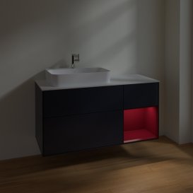 Тумба под раковину Villeroy & Boch Finion 120х50,1 см с подсветкой МДФ темно-синий матовый лак/стекло белое матовое F401HBHG